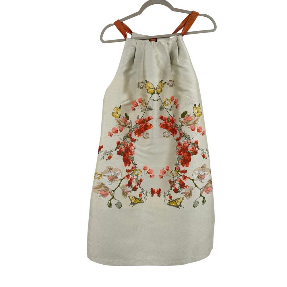 Max Studio Jacquard Mini Hunter Dress Size 10 Silver Floral Asian Romantic